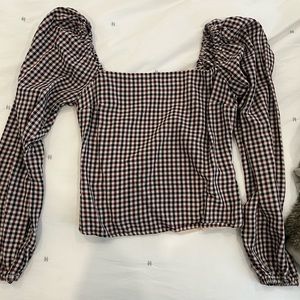 Abercrombie Cropped Long Sleeve Plaid Top